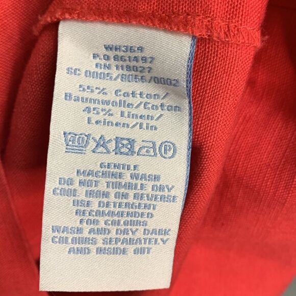 Boden Poppy Red Cotton Linen Blend Pleat Button Front 3/4 Sleeve Dress Size 4 - Picture 9 of 15